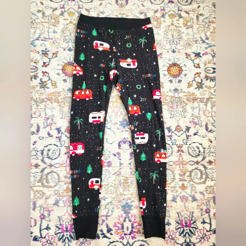 Old Navy Christmas Thermal Pajama Jogger Pants Holiday Print Size Medium